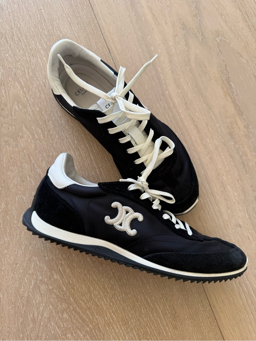 Celine Black and White Low-Top Racer Sneaker - Picture 5 of 7